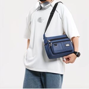 New Fashion Brand Company Durable Nylon Crossbody Bag - Navy Blue & Black